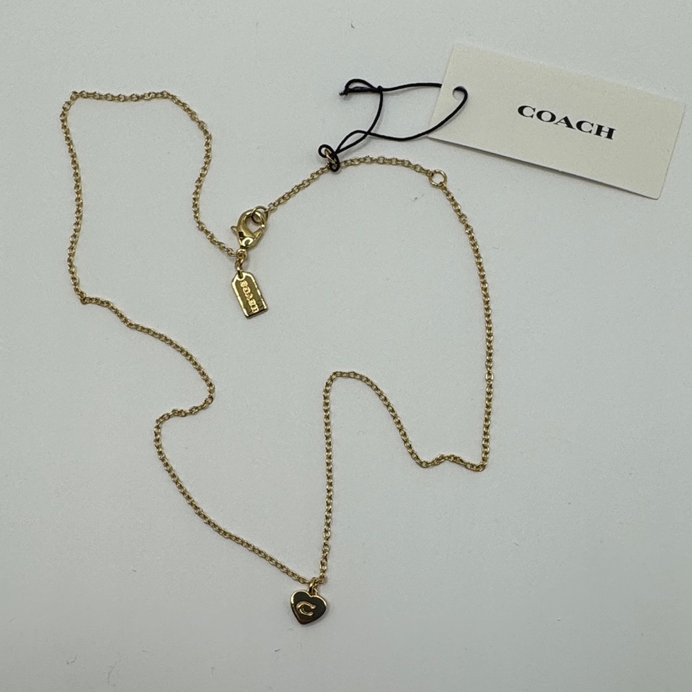 NWT COACH Gold Heart Reversible Charm Necklace - Picture 3 of 15